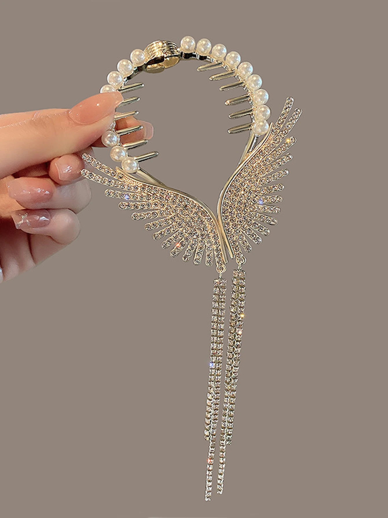 

1pcs Fashion Rhinestone WingPearl Hair Clip For Women Girls Party Hair Accessories