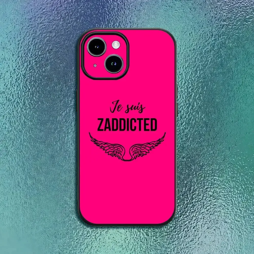 Light luxury Pattern Fashion Z-Zadig and V-VoltaireS Phone Case For 11 12 13 14 15 16Pro Max mini Plus Classic black soft shell - náhled 2