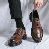 Leisure Genuine Leather Shoes for Men, British Pointed Business Attire, Office Wear, Korean Version, Height Increase Men's Shoes