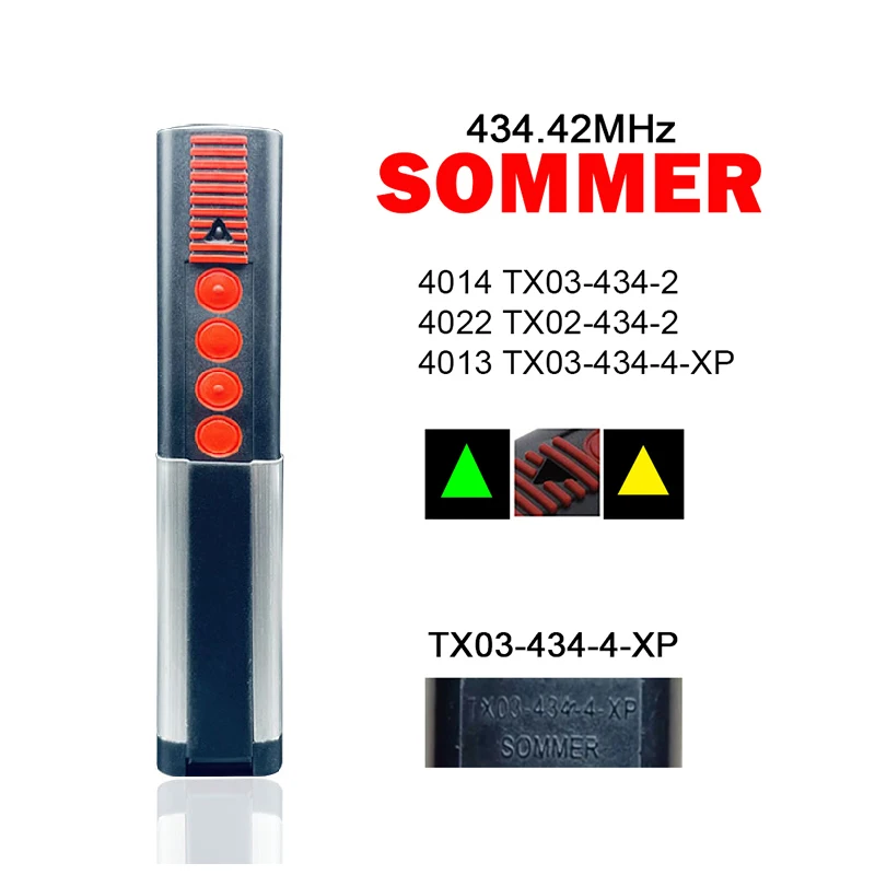 SOMMER 4022 TX02-434-2 4013 TX03-434-4-XP 4014 TX03-434-2 Garage Door Remote Control 433.92MHz Rolling Code Gate Remote Control