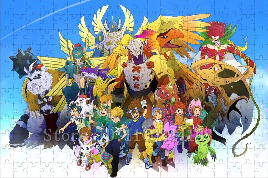 Rompecabezas de personajes Digimon para niños y adultos, juguetes de juego de descompresión, rompecabezas de Anime japonés, pasatiempos hechos a mano