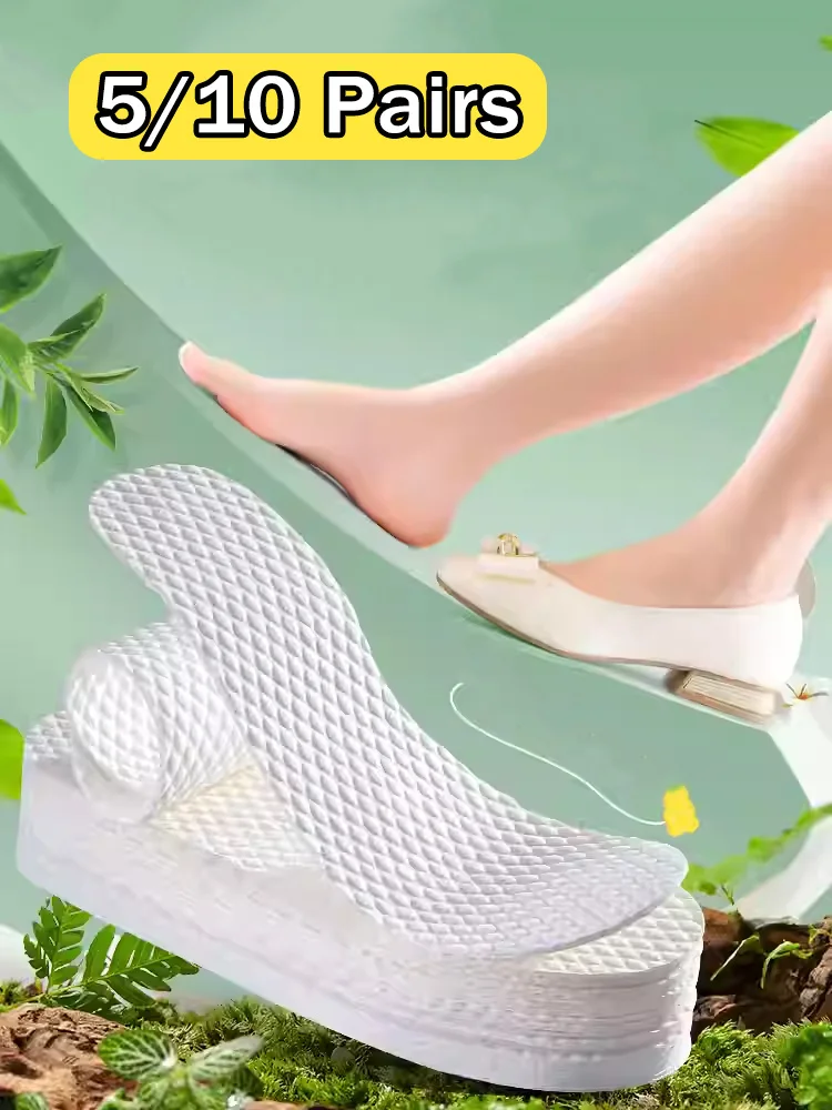 5/10 Pairs Nature Wood Pulp Insoles Men Woman Thin Sports Shoes Sole Breathable Sweat Soft Comfort Shoe Pads Disposable Insoles