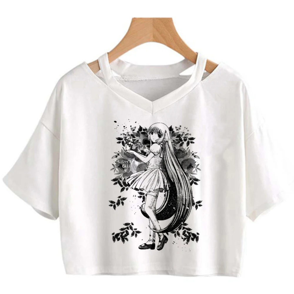 Chobits cropped top shoujo gyaru harajuku japanese party baddie top tees jojifuku gothic 2000s clearance sales scene