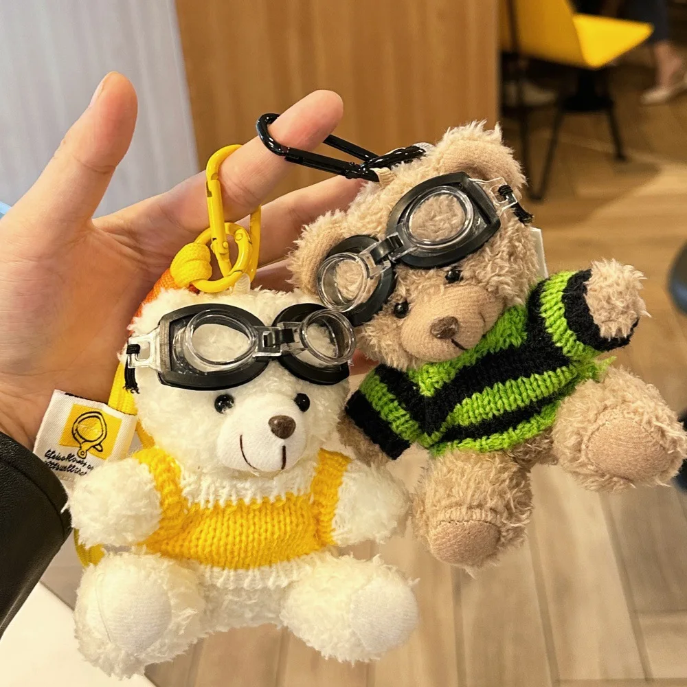 1Pcs New Pilot Sweater Little Bear Doll Pendant Girl Keychain Pendant Car Ornament Doll Small Gift ﻿
