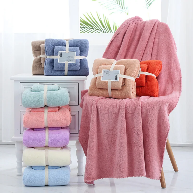 Quick Dry Coral Velvet Bath Towel Set for Adults Super Soft Highly Absorbent Hotel Spa UseTowel and Bath Towel Set Absorb Wate