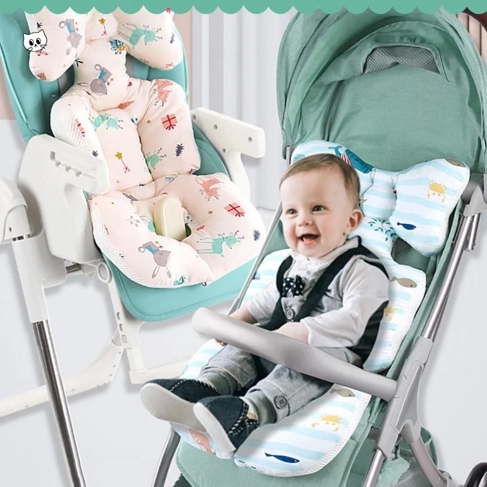 

Soft Baby Stroller Cushion Cartoon Printed Comfortable Baby Pram Seat Mat Car Seat Breathable Dining Chair Cotton Pad Toddler