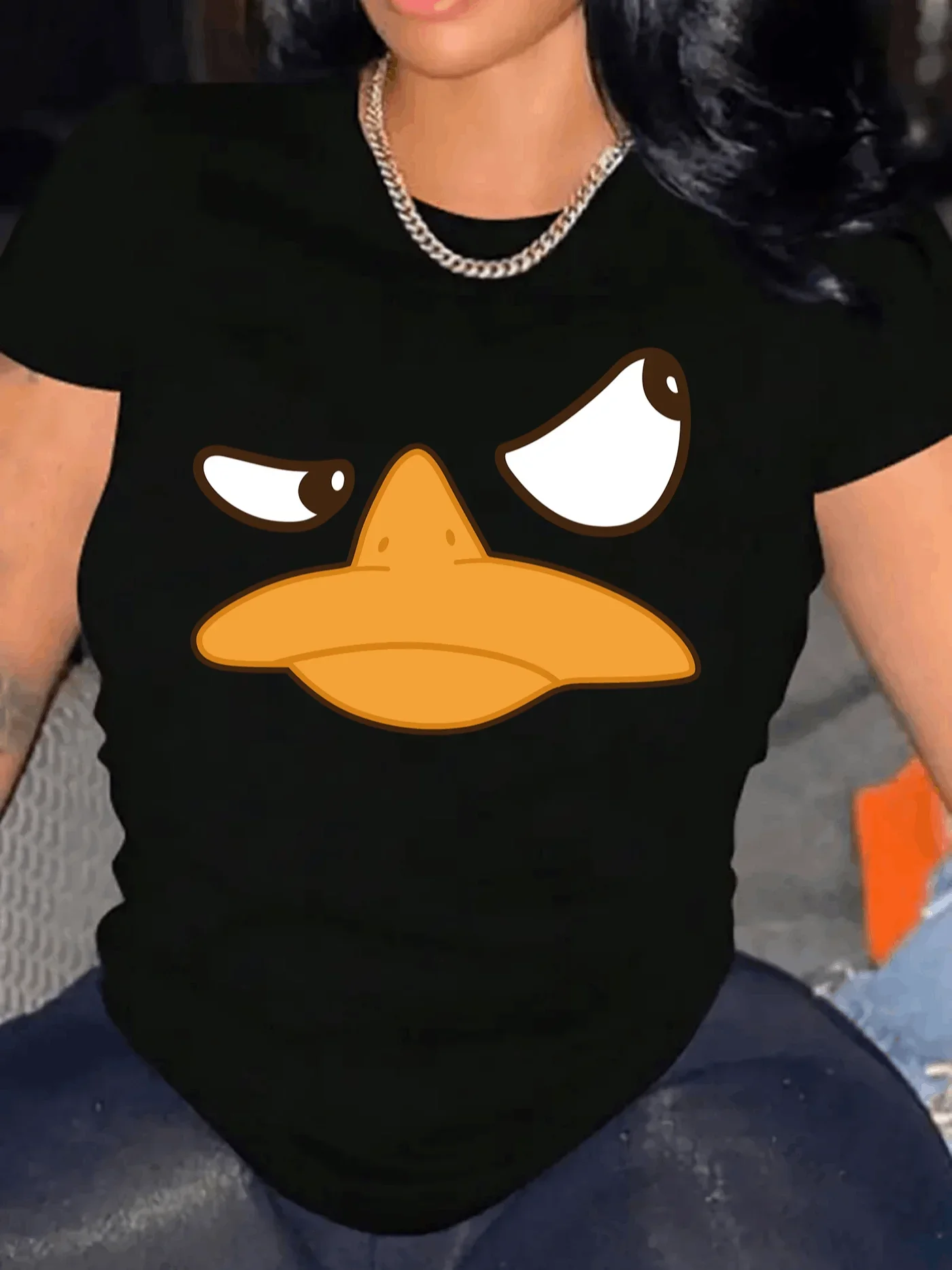 Duck Graphic Print T-Shirt For Women Casual Short Sleeve Tee Comfortable Crew Neck Soft Adorable Tees Tops