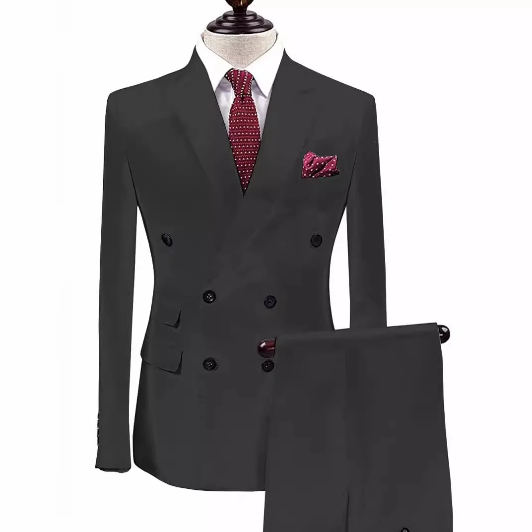 

Classic solid color Men's Suit set For Wedding Dress Elegant Single Breasted Jacket Pants For Business Men Groomsmen vestidos
