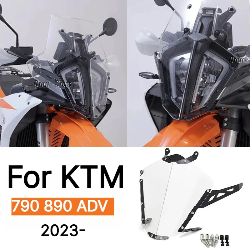 

For 790 890 Adventure ADV R 2023 2024 Motorcycle Headlight Guard Acrylic Head Light Lamp Protector Cover Accessories 790ADV