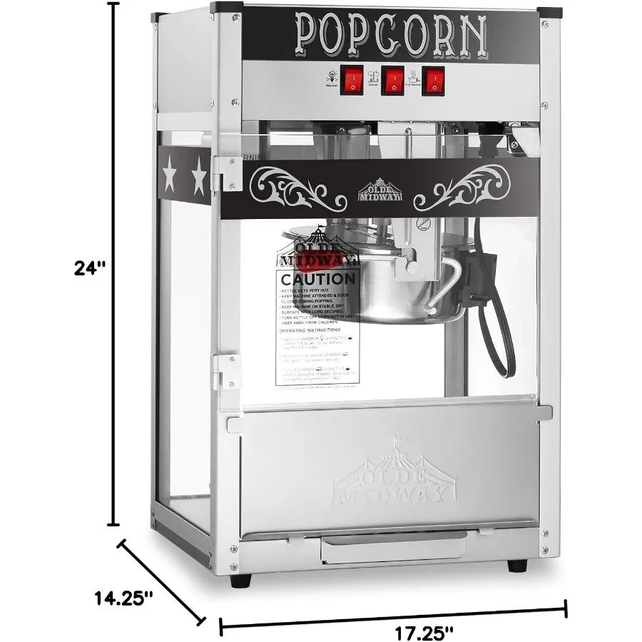 ماكينة صنع الفشار التجارية مع غلاية 8 أونصة - أسود للمناطق الغذائية والملاهي عالية الحجم #2