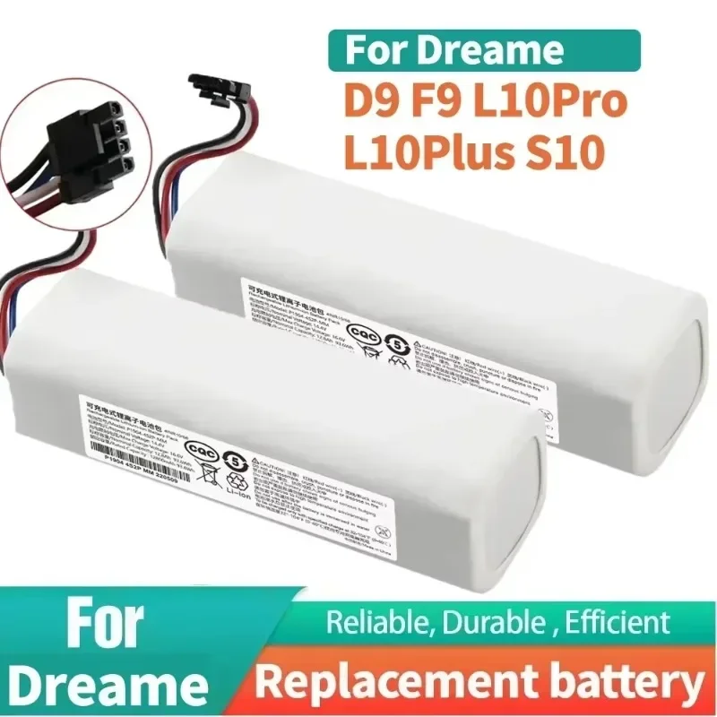 14V 12800mAh Li ion Replacement Battery For Dreame F9 D9 L10 Pro Plus RLS3 RLS5 RLS5L RLS5D Robot Vacuum Cleaner P2008 4S2P MMBK