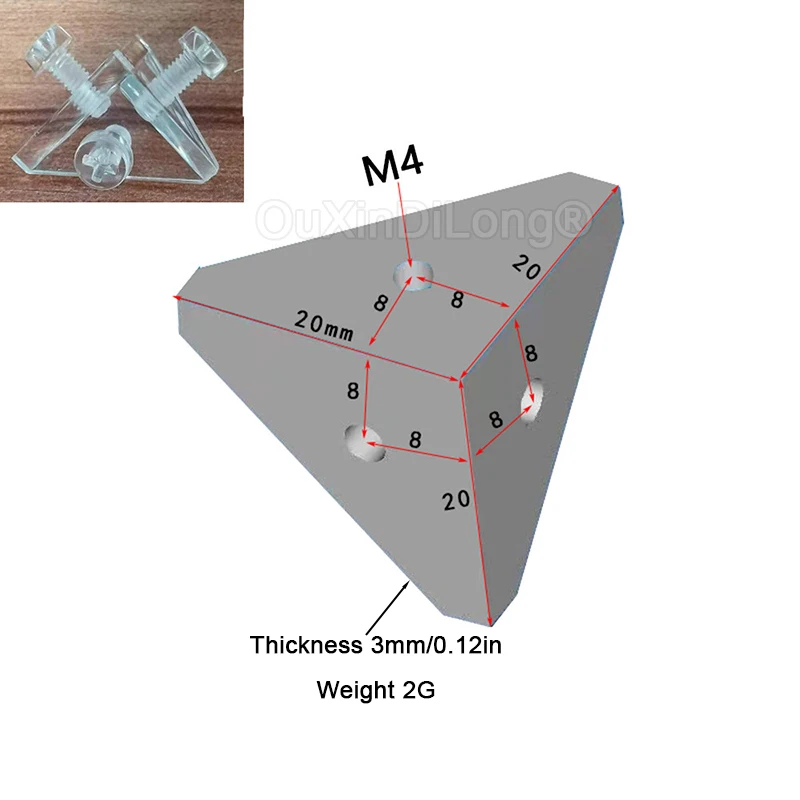 200 قطعة الأقواس الزاوية الشفافة الاكريليك الزاوية اليمنى المشتركة بين قوسين رموز الزاوية مقاطع بلاستيكية 3-الوجهين الموضوع ربط بين قوسين #6