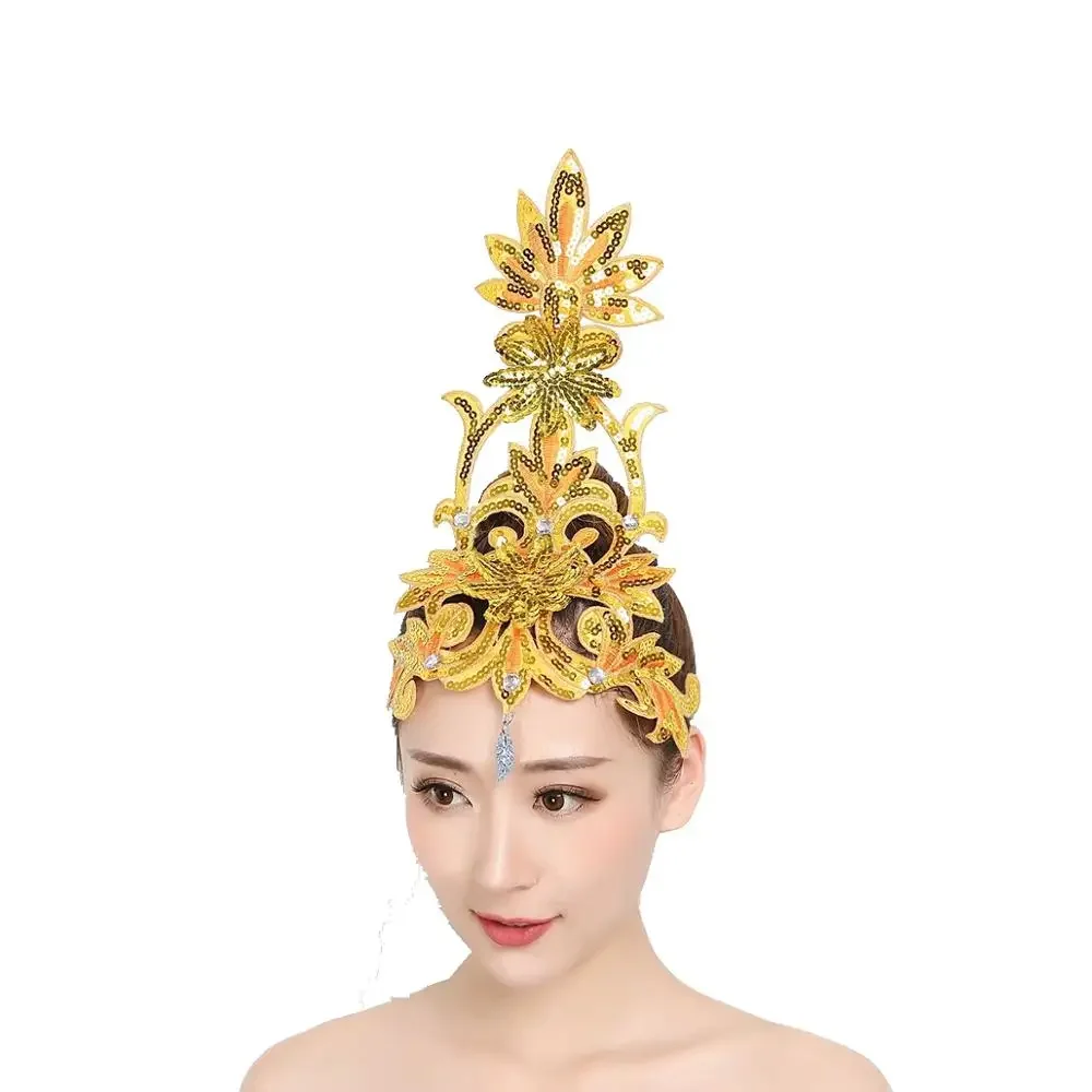 Dance Apparel Dance Headdress Performance Kids Hair Accessories Tiara Headpiece Multi-Color Classical Head Flower