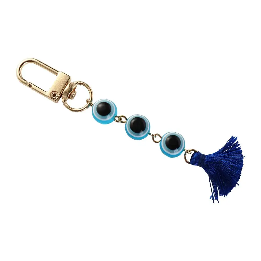 

Turkish Blue Eye Lucky Turkish Evil Eye Keychain Backpack Charms Durable Colorful Tassel Pendant Beads Resin Demon Eye Keyring