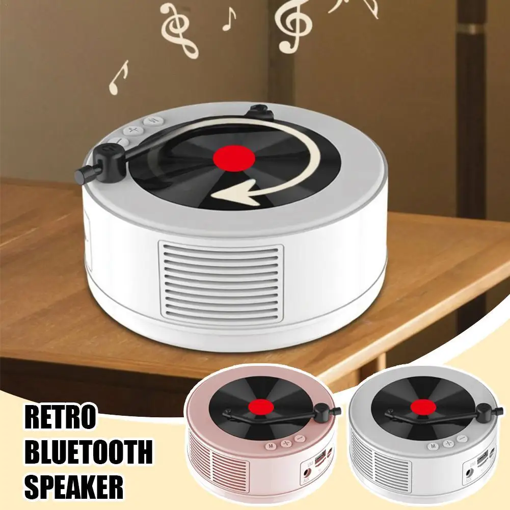 Retro Bluetooth Speaker Mini Vinyl Record Player Gift For Girlfriend Cute Portable Music Amplifier Can Insertable Memory Card