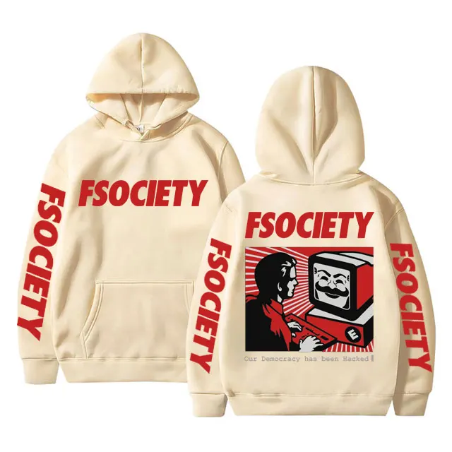 Funny Mr Robot Graphic Hoodie Men Women Vintage Fleece Cotton FSociety Hoodies F Society Hacker Geek Sweatshirt Male Streetwear