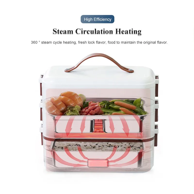 Electric Lunch Box Rice Cooker Food Warmer for On-the-Go Self Cooking Portable Heated Lunch Box for Home Office Outdoor