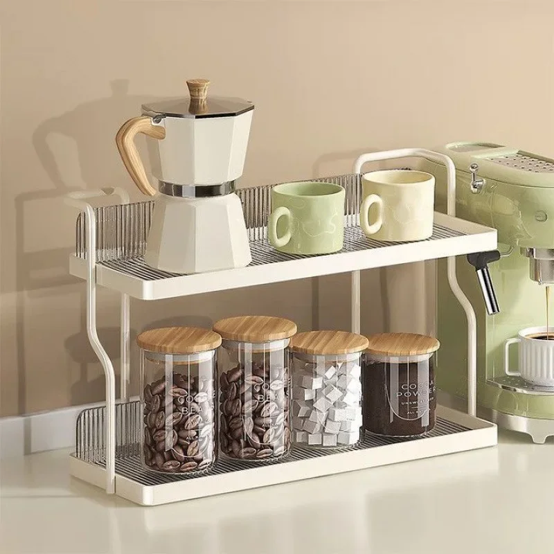 

Light and luxurious cream wind multi-layer water cup glass shelf table top storage table storage shelf