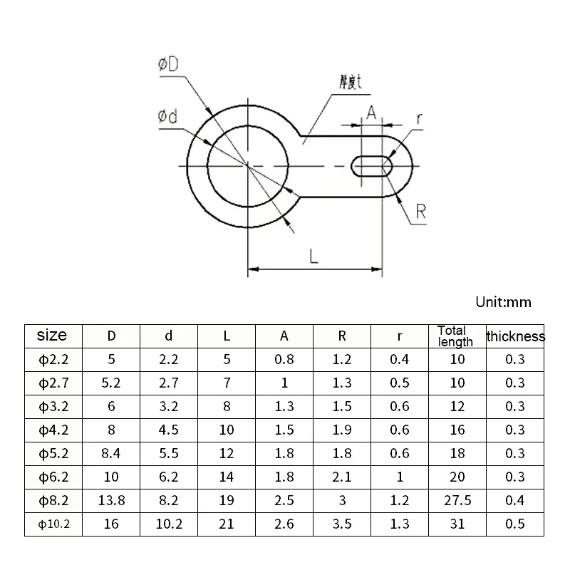 Silver-plated Copper Single Head Soldering Terminal M2.2M2.7M3.2M4.2M5.2M6.2M8.2Circular Weld Washer Welding Sheet Soldering Lug