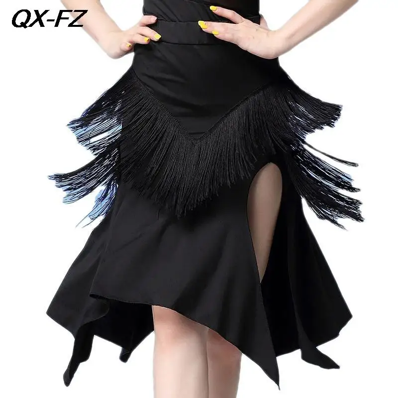 Lady Sexy Latin Dance Skirts Women Adult Tassel Skirt Modern Dancing Tango Performance Professional Costume Dance Elegant Skirts