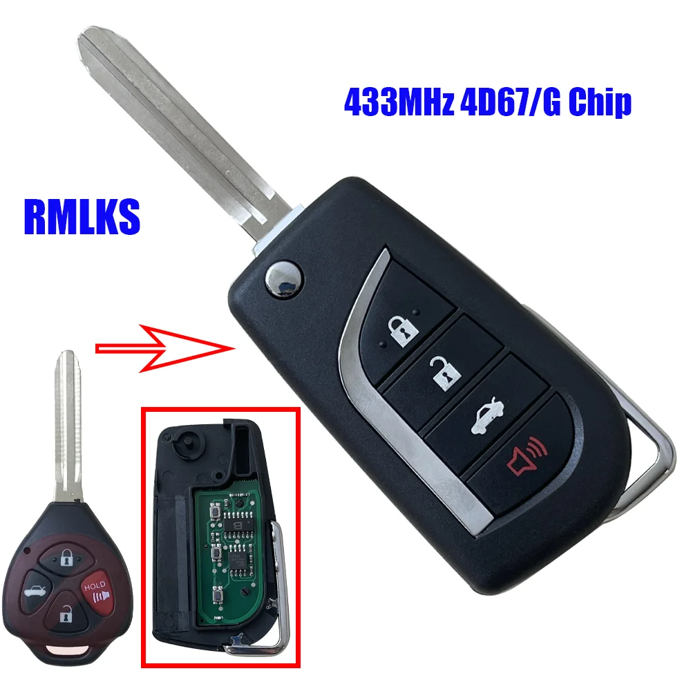 For Toyota Highlander Sequoia Sienna GQ43VT20T Remote Fob 3/4 Button 315/433Mhz GQ43VT20T Car Key