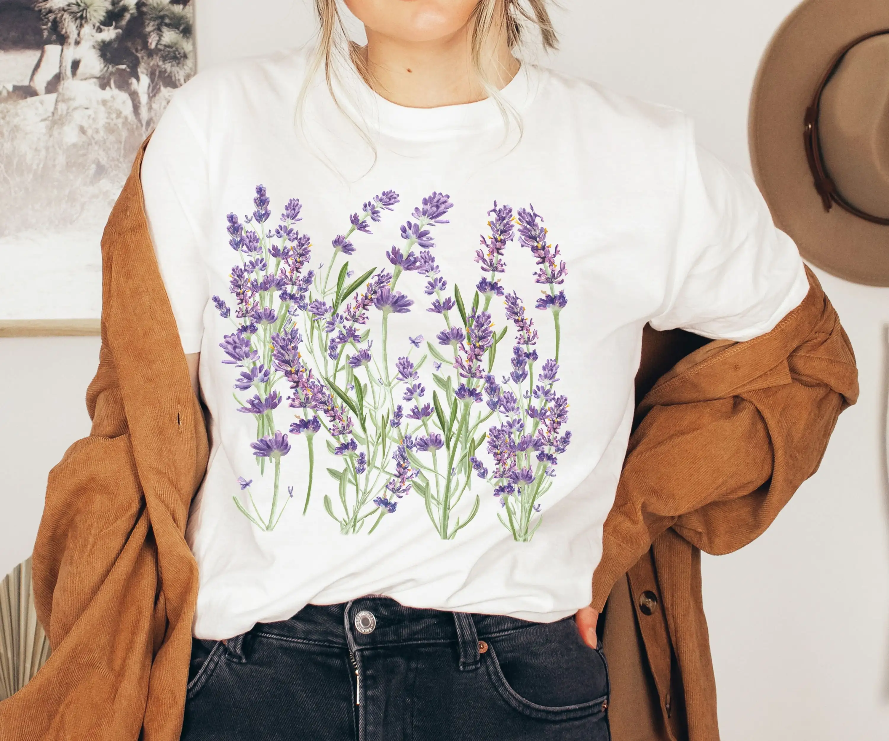 Dried Flowers Lavender T Shirt Pressed Boho Wildflowers Cottagecore Vintage Botanical Floral Romantic