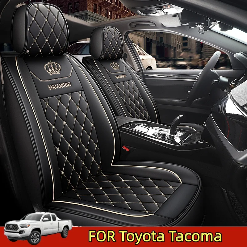 

Чехол на автомобильное сиденье для Toyota Tacoma, высококачественный чехол из искусственной кожи с вышивкой в виде короны, водонепроницаемый и износостойкий чехол на сиденье с полной оберткой