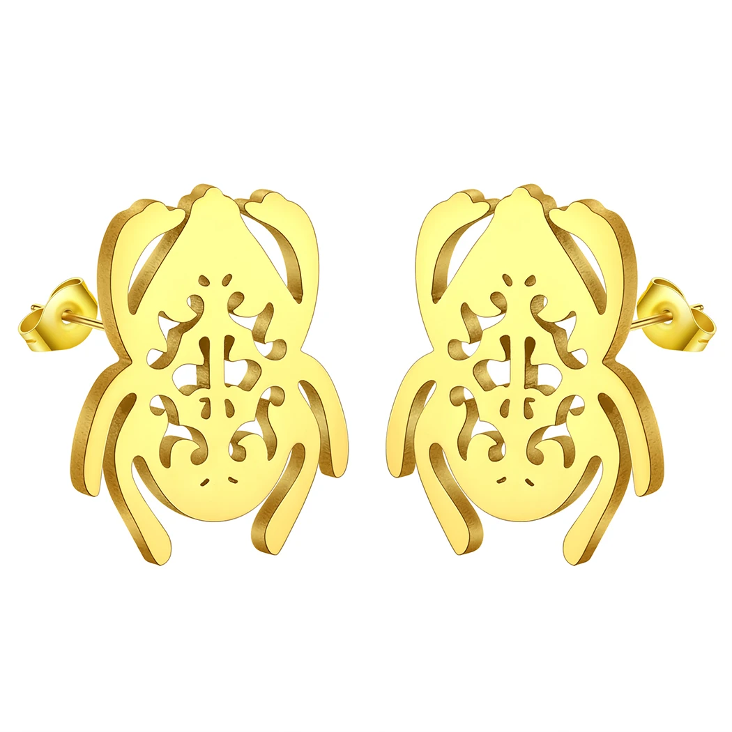 QIAMNI Egyptian Vintage Creative Insect Sacred Wings Scarab Beetle Stud Earrings For Women Men Fashion Gypsy Tribal Jewelry Gift