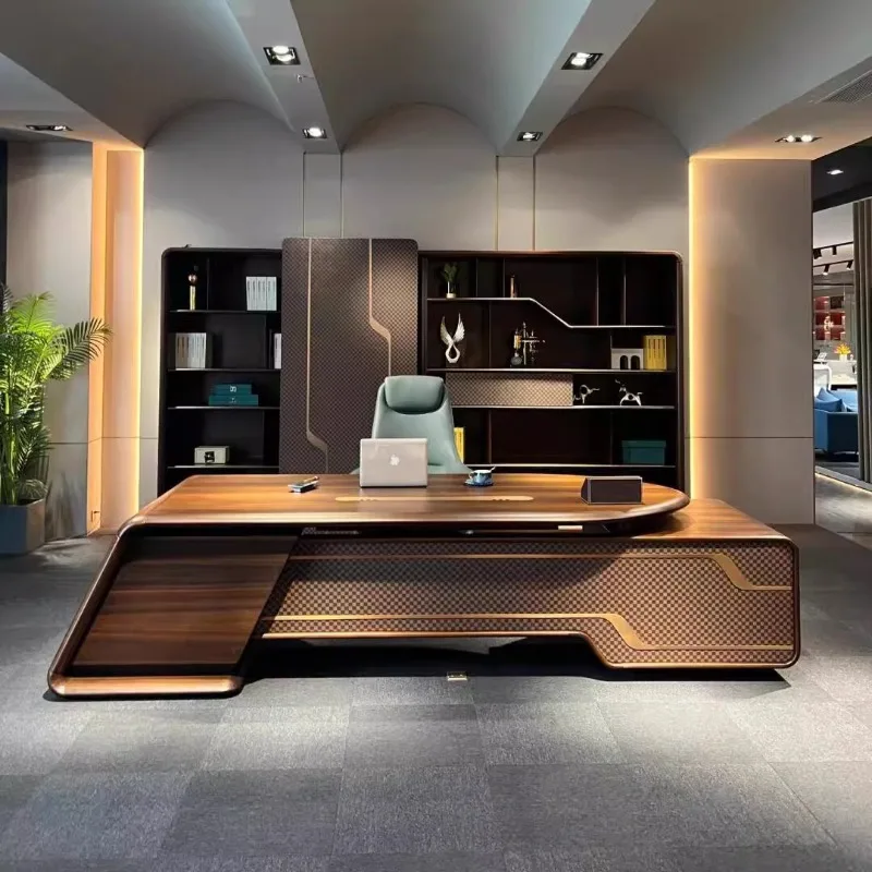 

Light luxury boss table, boss desk, simple modern chairperson's office furniture, special-shaped creative general manager's