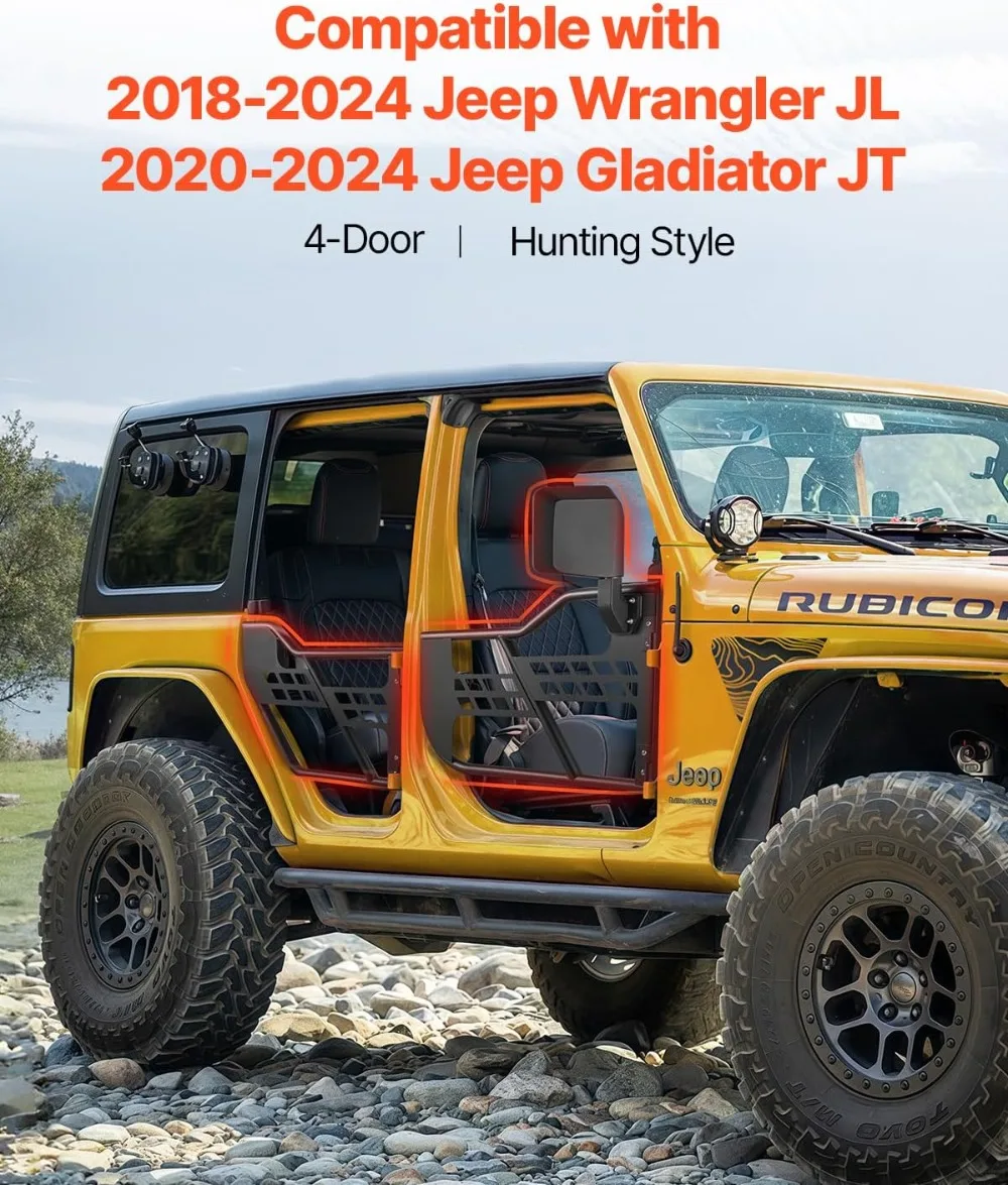 

Universal 4-Door Jeep Tube Doors with DOT Mirrors for Wrangler JL & Gladiator JT Off-Road