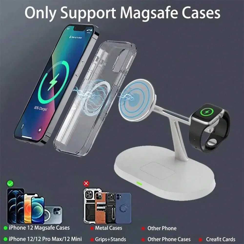 Supporto per caricabatterie Wireless 3 in 1 magnetico per iPhone 12 13 14 15 stazione di ricarica rapida per Apple Watch 9 8 7 6 5 Airpods 2 3 Pro