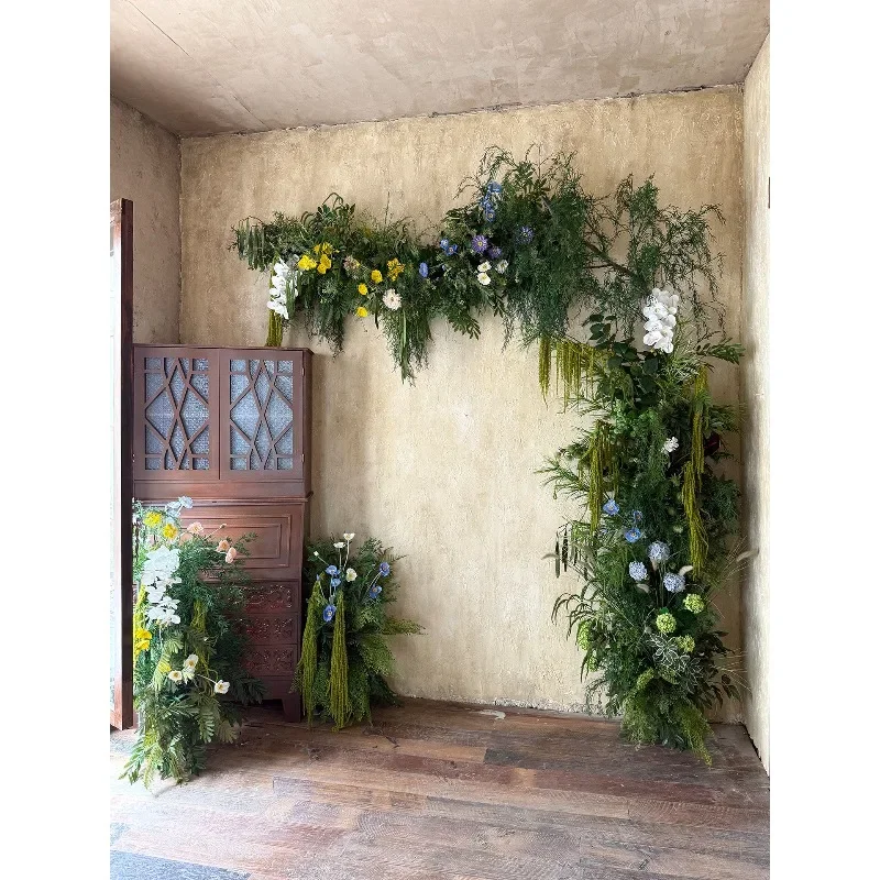 Simulation flower forest system green plant wall hanging photography background flower arrangement fake flower wall hanging deco