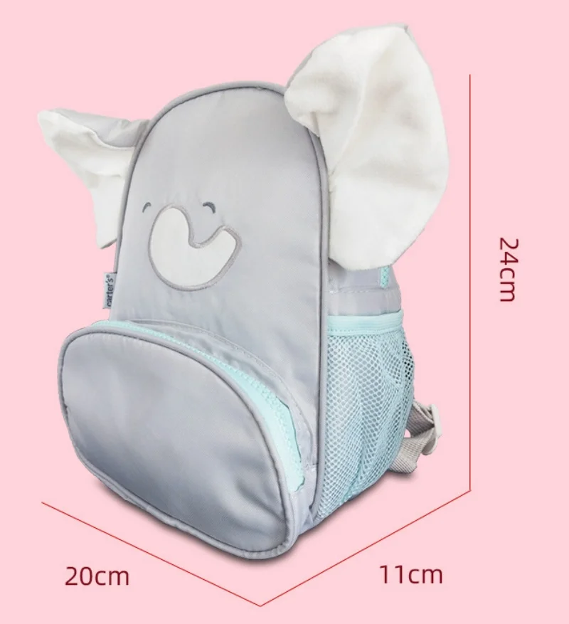 Customized Name For Children's Gray Elephant Backpack, Anti Loss Bag, Student Traction Backpack, Personalized Cartoon Backpack