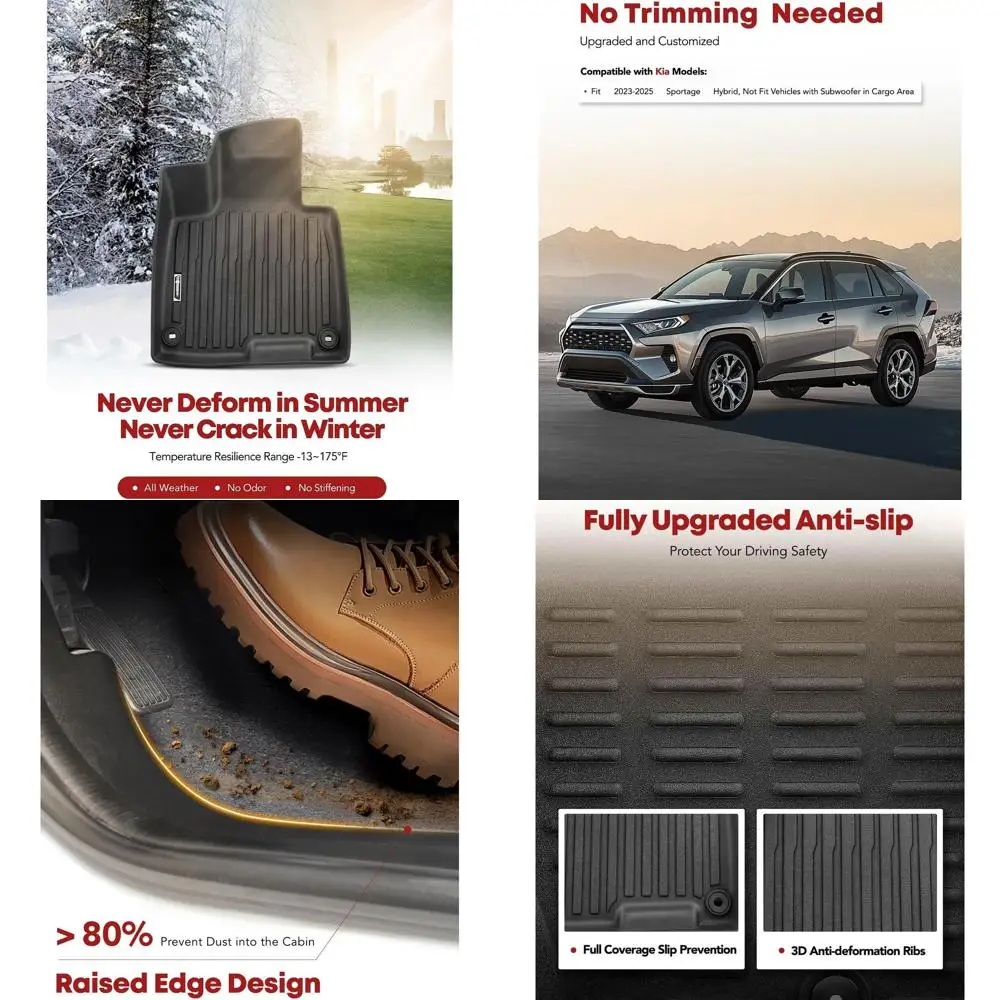 

Коврики и грузовой коврик подходят для Kia Sportage 2023-2026, гибридный, без сабвуфера в грузовой площадке, всепогодные автомобильные коврики TPE, водонепроницаемые, анти-