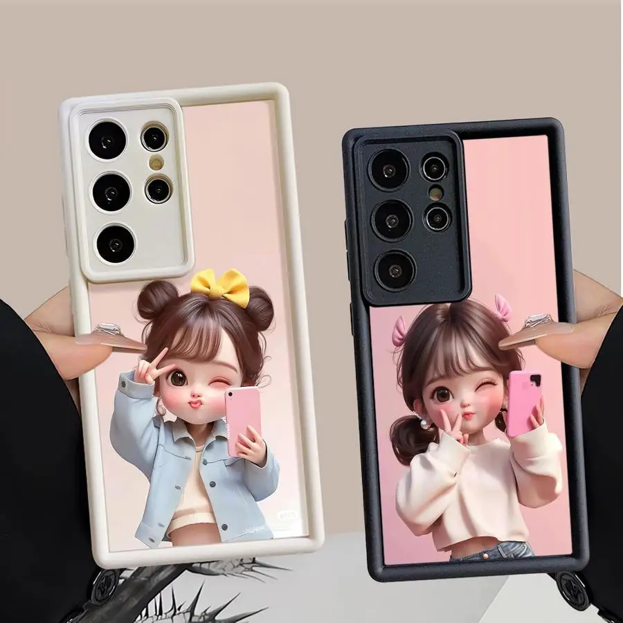 Case for Samsung Galaxy S26 Ultra S25 Edge S22 S20FE S25 S24Ultra S23 FE S21 S24 Plus Phone Cover Cartoon Cute Girl