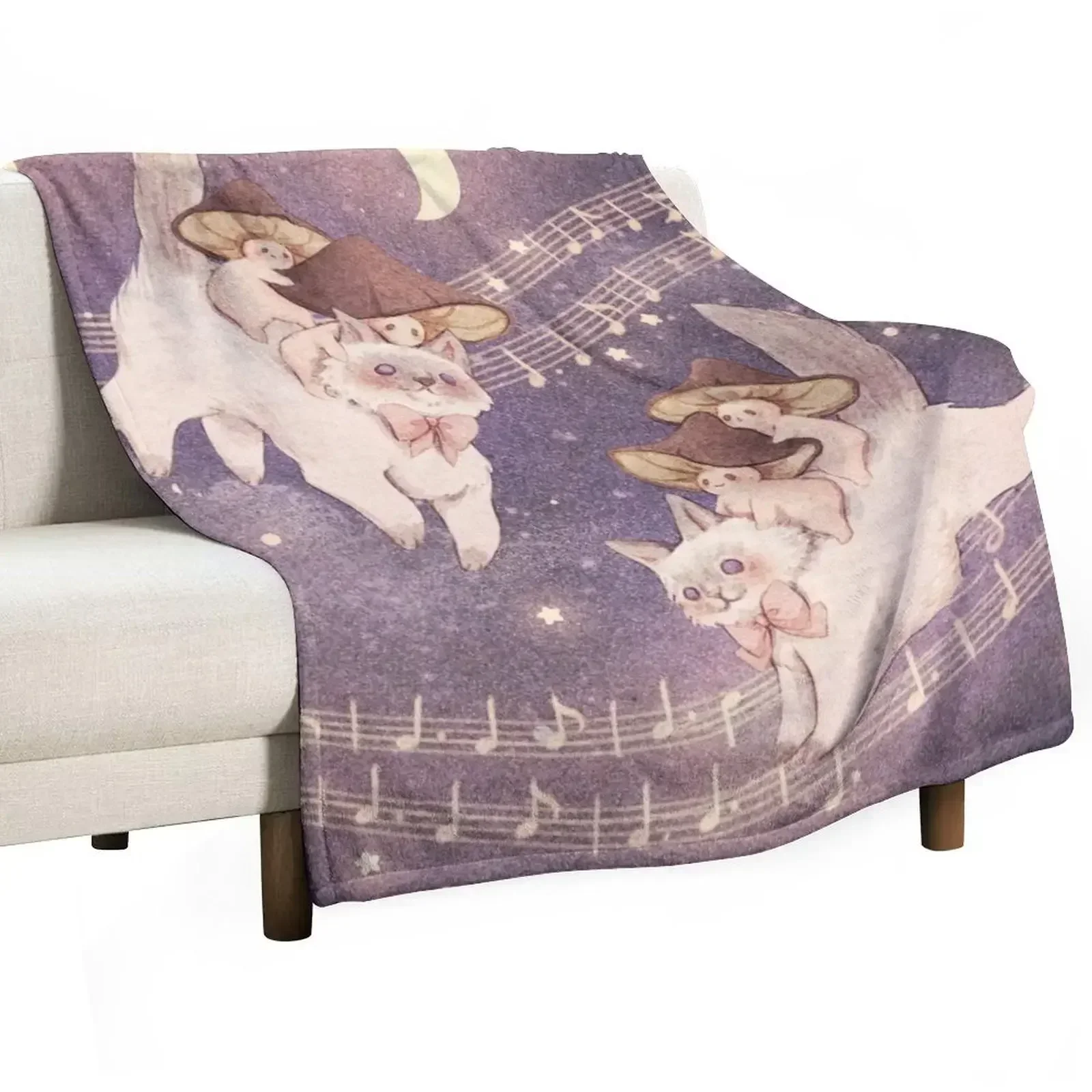 Starlit Cat Adventure - Background Throw Blanket Sofa Quilt Decoratives Plush Blankets