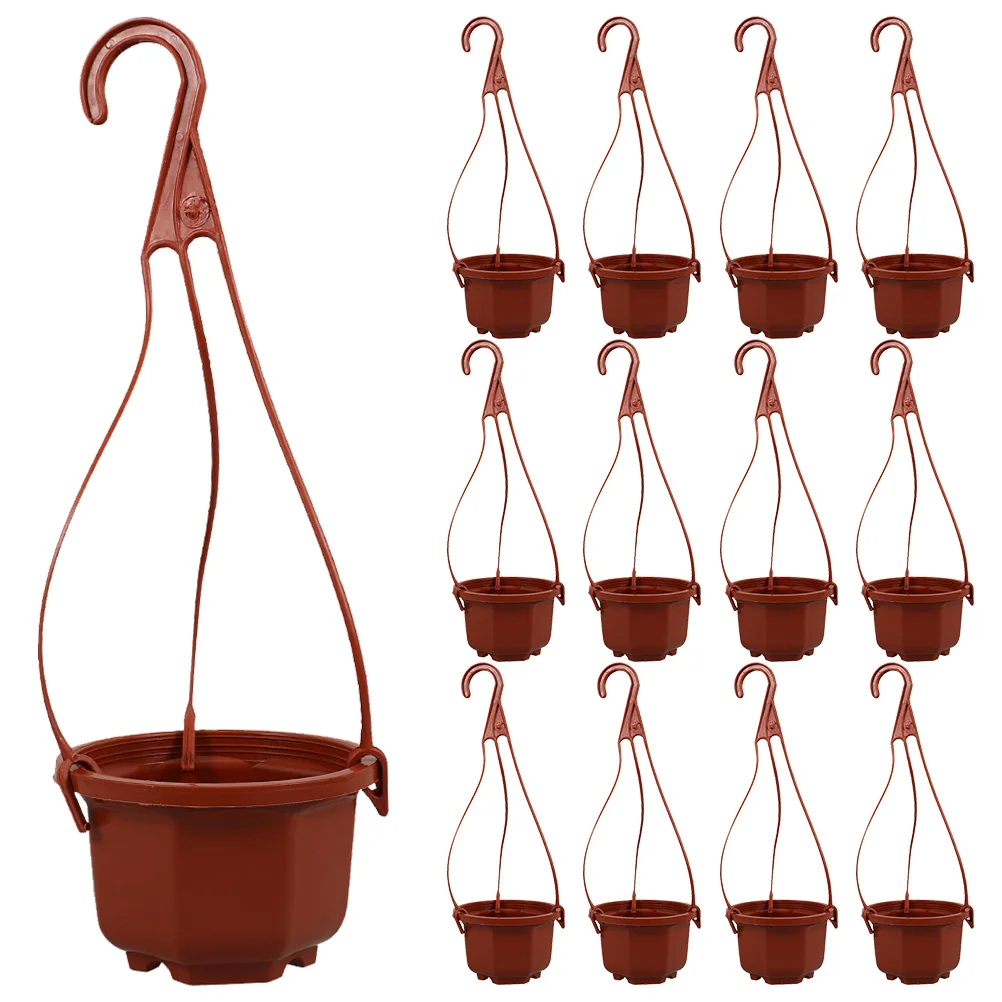 

24Sets Plastic Flower Pots Hanging Plant Baskets Sturdy Hooks Easy Install Home Patio Garden Hanging Flower Pot