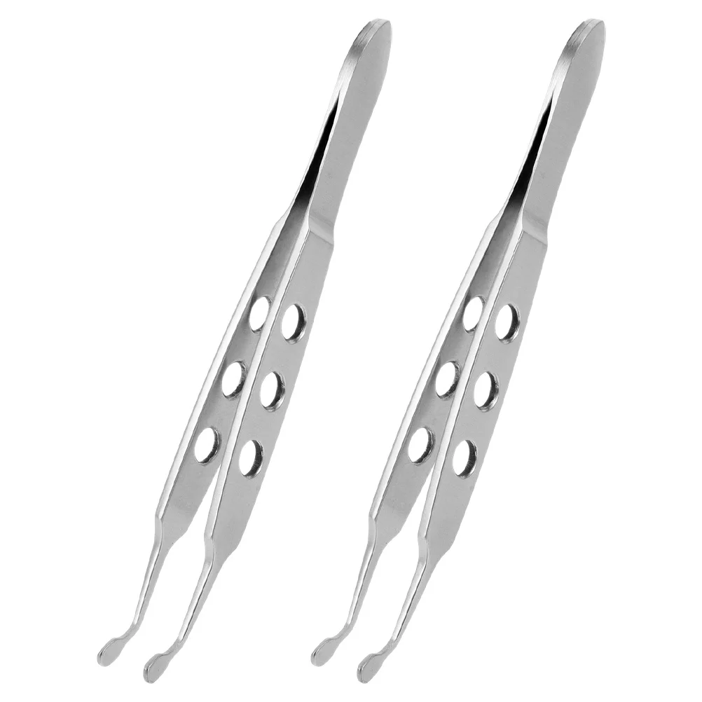 Pinzas para párpados de acero inoxidable, herramienta de cuidado de ojos de punta redonda de precisión, Expressor de masaje Meibomian, pinzas para tratamiento de párpados, 2 uds.