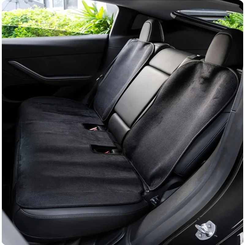 Seat Cover Cushion for Tesla Model 3/ Y Flannel White Seat Protection Mat Anti-dirty Non-slip Cushion Car Interior Accessories