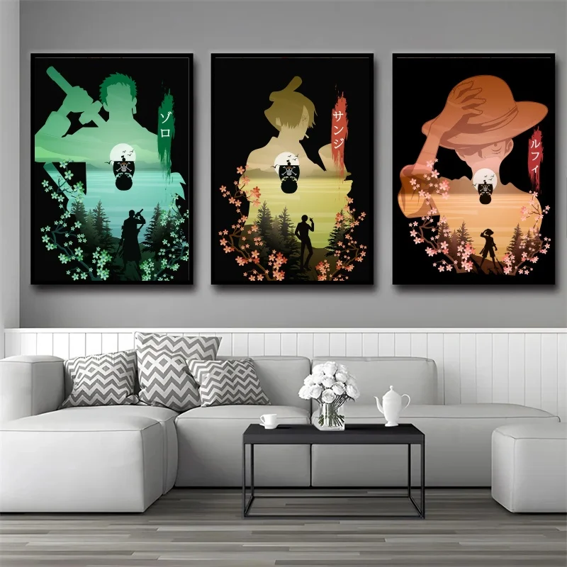 

Hot-blooded One Piece Anime Poster Luffy Zorro Figures Frieza Home Decoration Canvas Painting HD Poster Wall Cartoons Child Gift