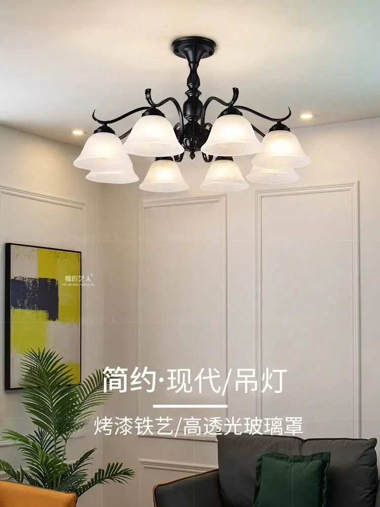 American style living room chandelier bedroom restaurant Mediterranean simple modern iron art RETRO atmospheric ceiling la