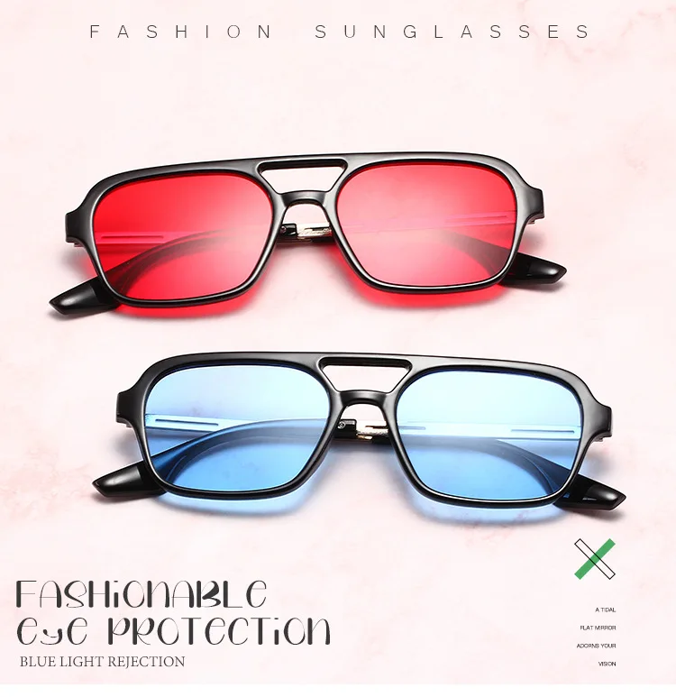 

Korean Male Pilot Glasses Retro twin-beam Small Square Frame Active Sports Polarized Sunglasses Female T106