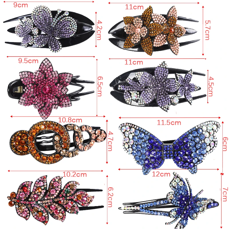 1pcs Rhinestone Hairpin Flower Butterfly Duckbill Hair Claws Retro Hair Clips for Women Shinning Ponytail Headwear Accessories