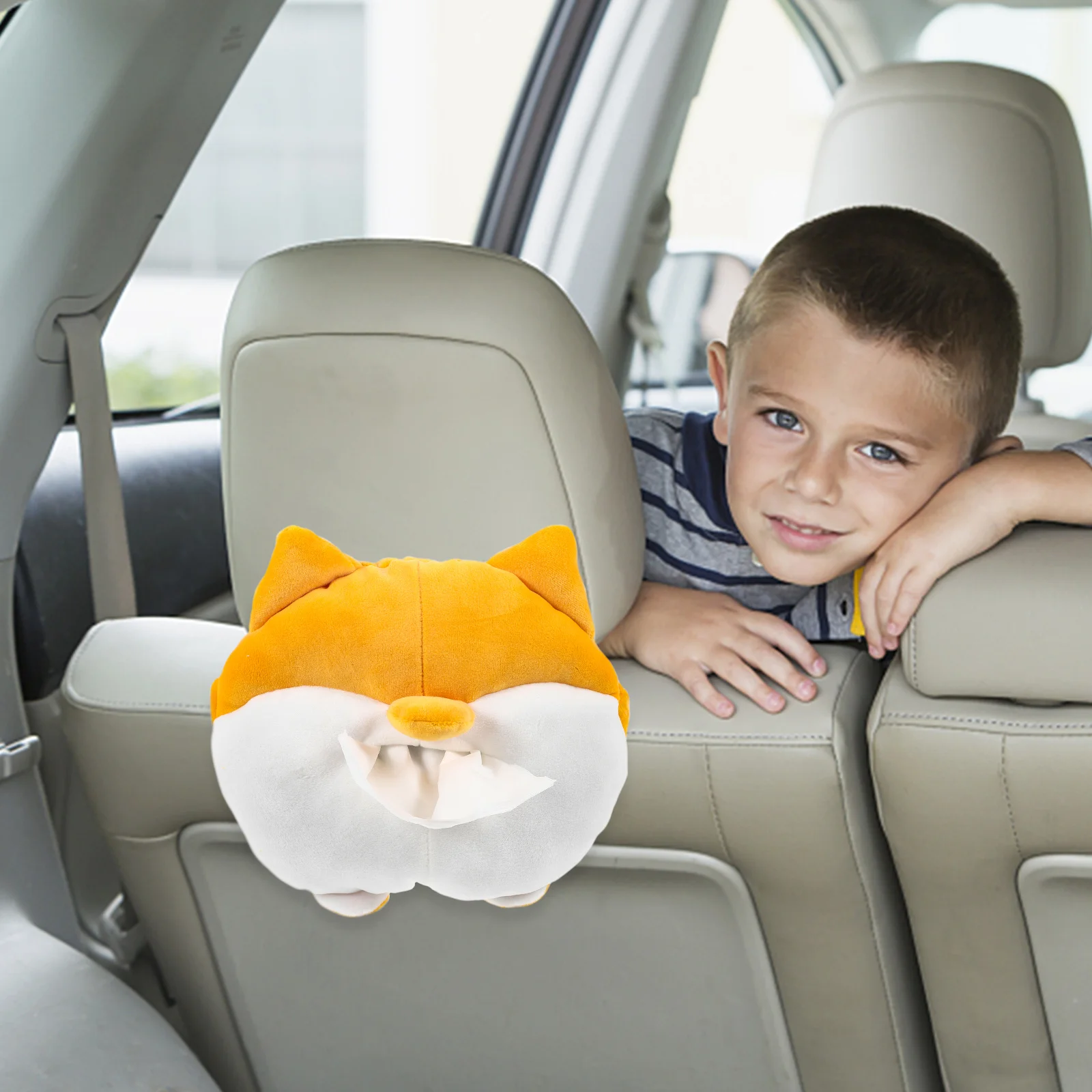 

Decorative Tissue Dispenser Corgi Car Tissue Box Cartoon Design Practical for Home Car Office Use Napkin Case