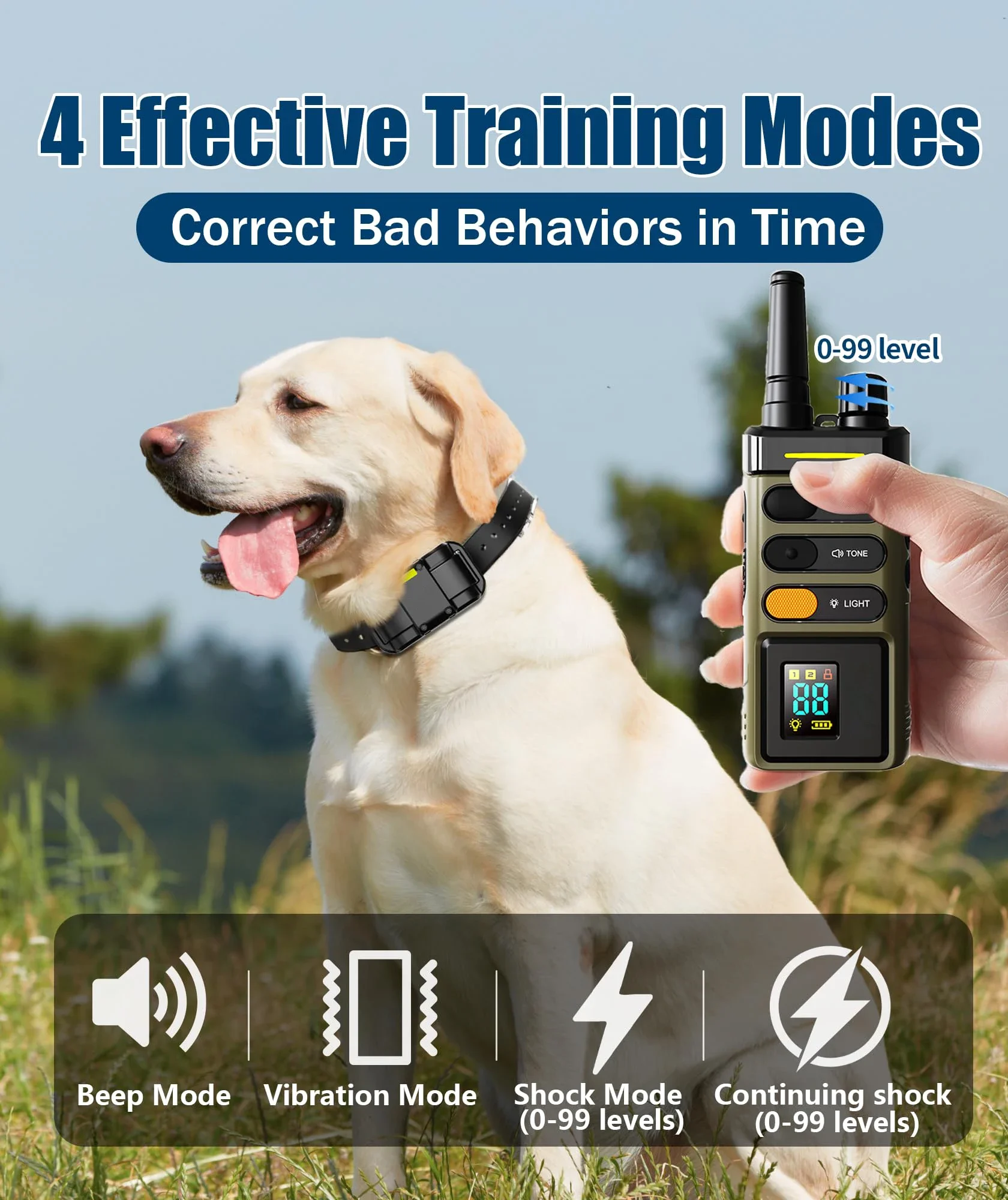 for Dog Shock Collar - 5200FT Dog Training Collar with Remote, IPX7 Waterproof Electric Collar and Remote with 4 Training Modes