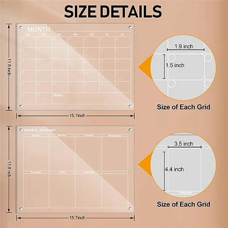 Магнитный блокнот-календарь, акриловый еженедельный ежемесячный планировщик еды, стираемая доска, еженедельный календарь, доска объявлений на холодильник, прочный