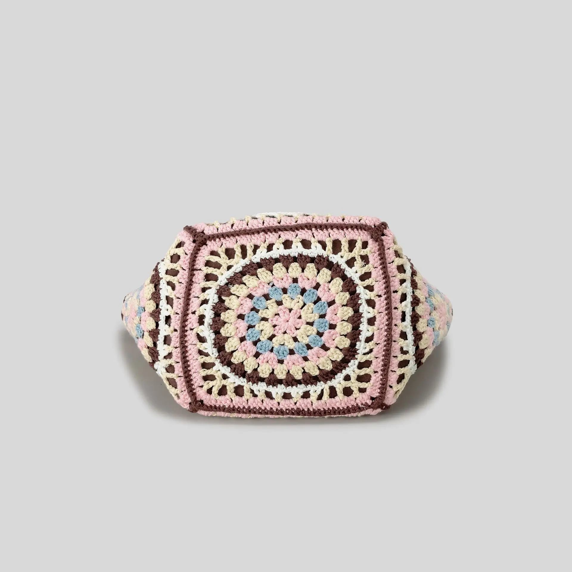 Lady bamboo Shoulder Bag Handmade Crochet Bag Woven Bag Fabric Strip Luxury Designer Handbag Purses for Women Tote Bags