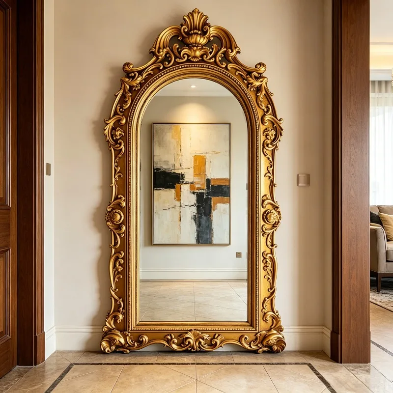 Big Funky Mirror Floor Luxury Nordic Bathroom Bedroom Girls Standing Full Body Mirror Living Room Espelhos Home Decorations