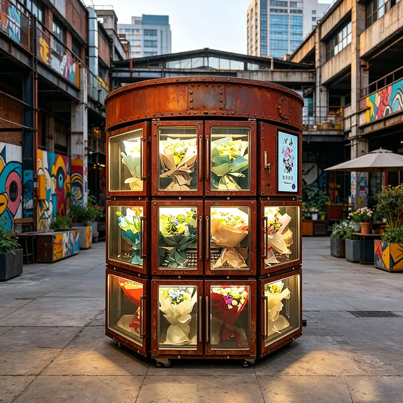 Commercial Flower Vending Machine Smart Bouquet Display Kiosk with Cashless Payment Customized