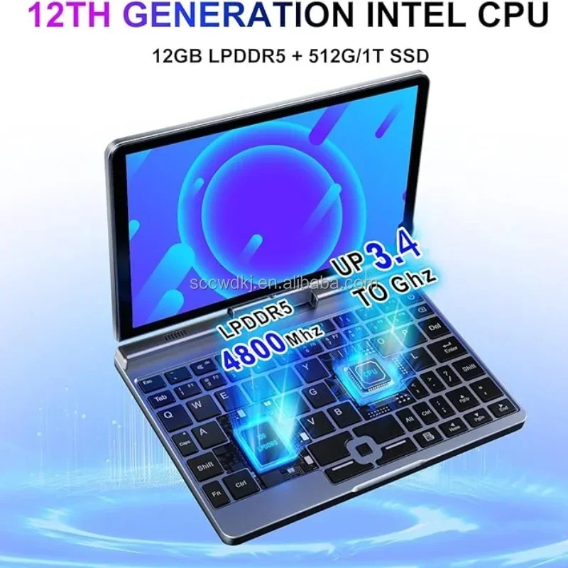 8 Inch 12G LPDDR5 Touch Screen Gpd Mini Laptop 3.40GHz Small Computer 2-in-1 HDMI Pocket PC